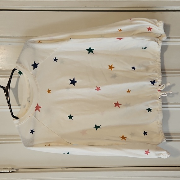Old Navy Star Print Drawstring Waist Long Sleeve Top Girls XL (14) - Picture 1 of 8